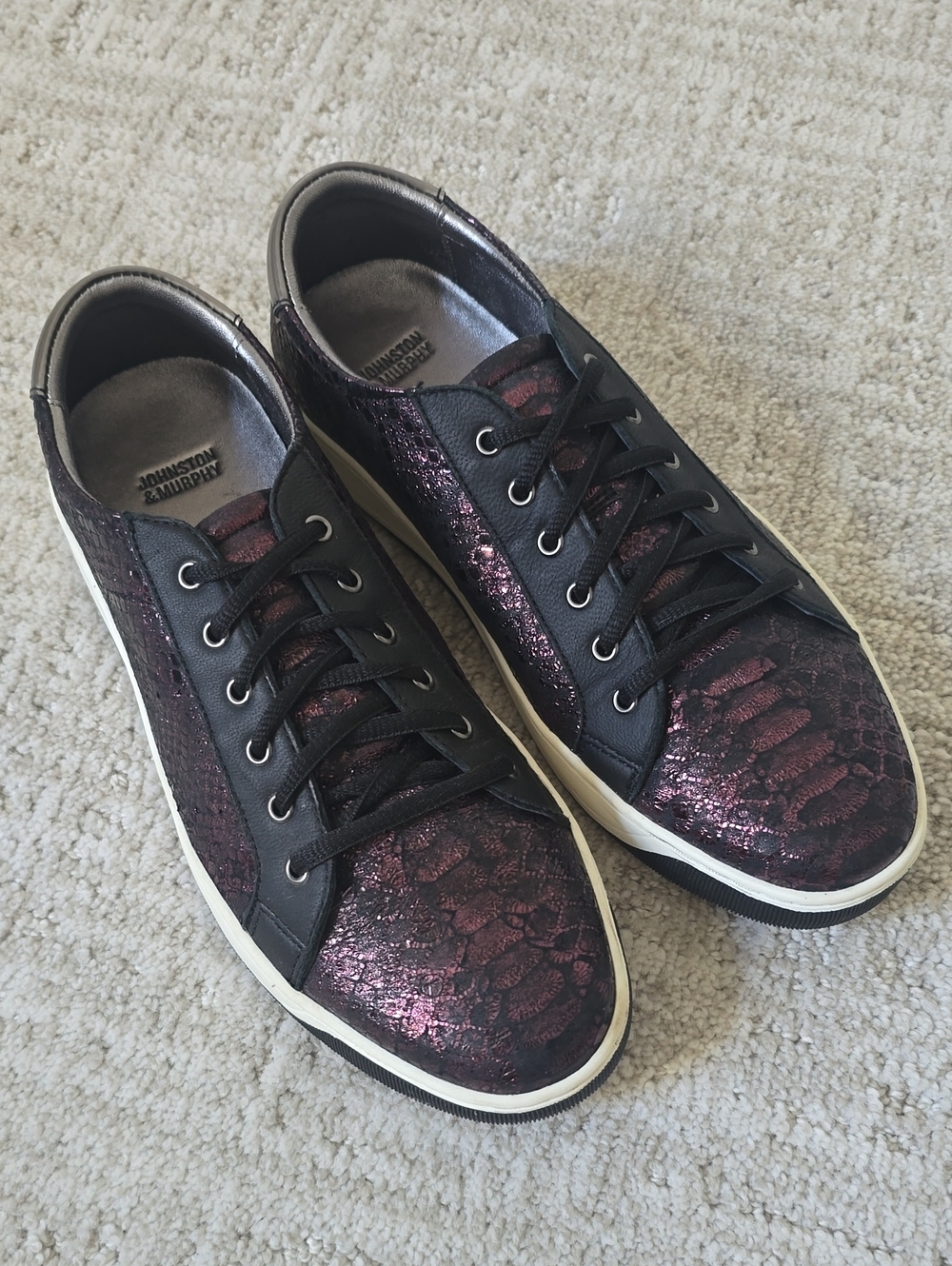 Johnston & Murphy | Metallic Burgundy Black Lace-Up Sneakers